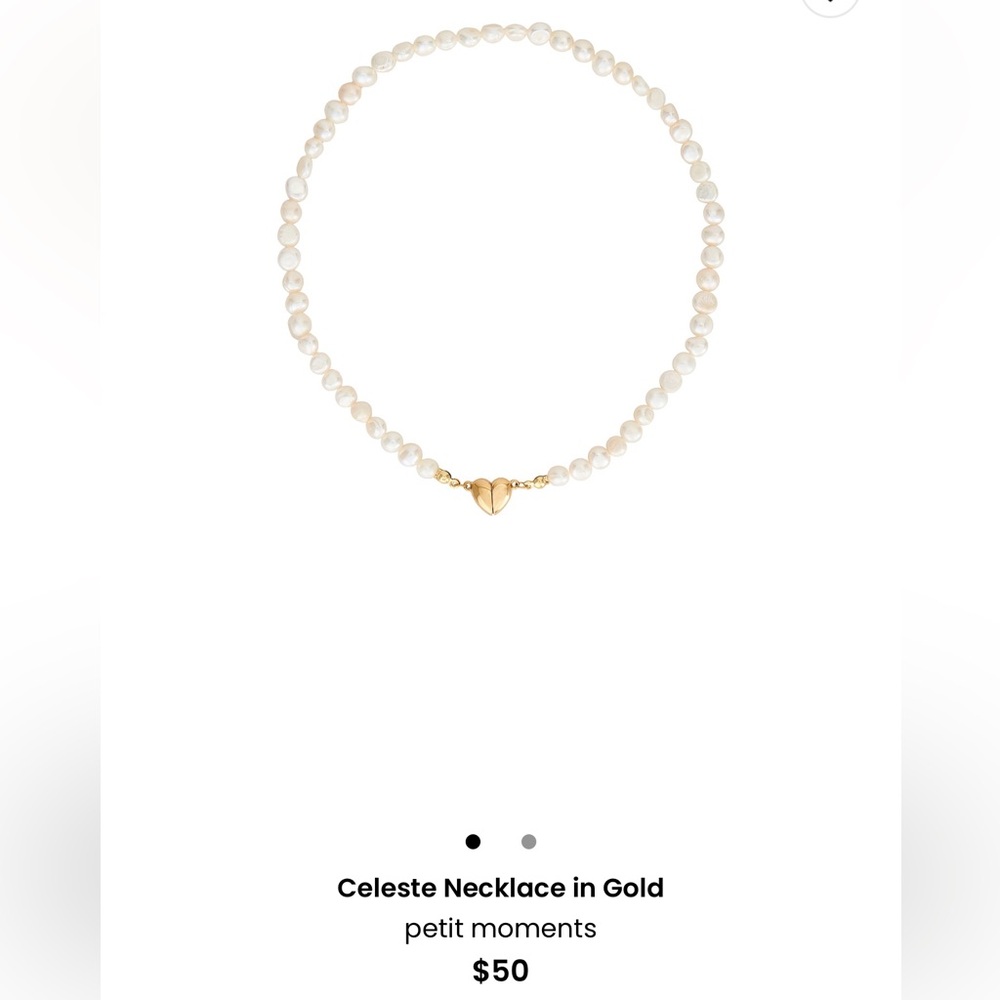 Petit Moments Gold Heart and White Bead Necklace